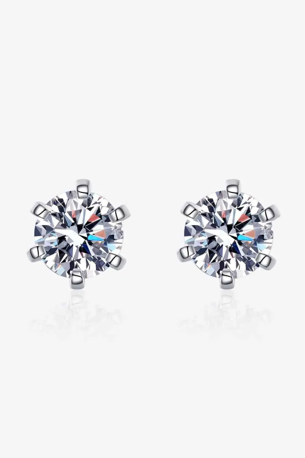 1 Carat Moissanite Rhodium-Plated Stud Earrings Moissanite - Tophatter Daily Deals